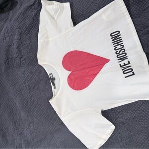 Moschino Kids White Tee with Red Heart